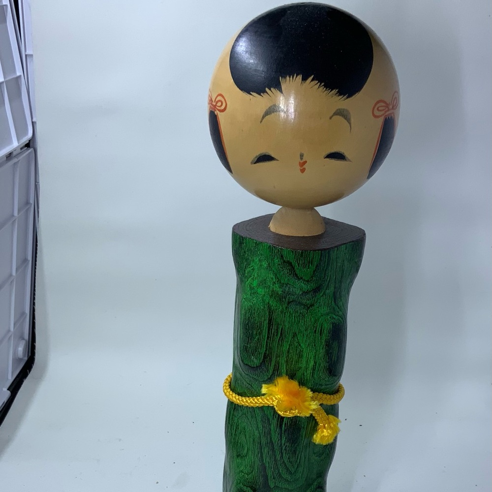 Vintage Large Kokeshi Doll, Turned Doll, Japan Wooden Dolls, artist signed
